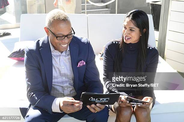 Journalist Jay Harris and professional golfer/fashionista Seema Sadekar attend "Soul Lunch & Greens: A Charity Golf Experience" at Top Golf at MGM...