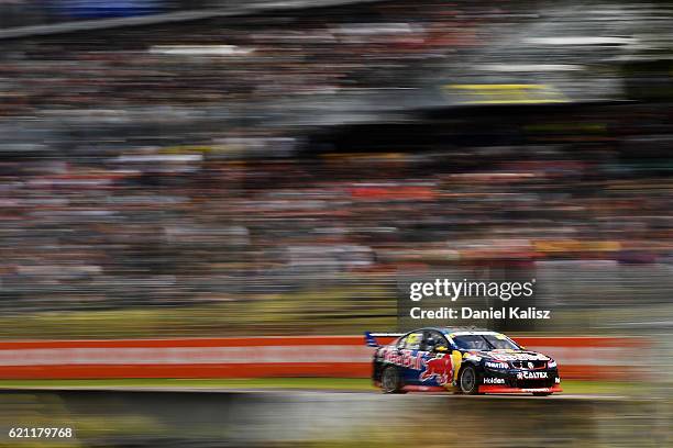 Jamie Whincup drives the Red Bull Racing Australia Holden Commodore VF during race 1 for the Supercars Auckland International SuperSprint on November...