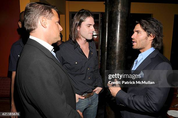 Sean Wolfington, Diego Garcia and Eduardo Verastegui attend Bella Movie Screening and Dinner at Los Dados on May 13, 2008 in New York City.