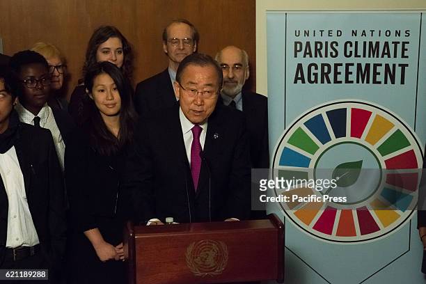 To mark the occasion of the Paris Climate Agreement's entry into force , United Nations Secretary-General Ban Ki-moon attended a meeting of civic...