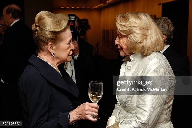 Mary Higgins Clark and Liz Smith attend Literacy Partners Hosts Annual Gala, "An Evening of Readings" Honoring David and Julia Koch at Lincoln Center...