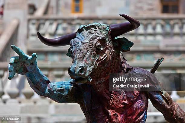 statue of minotaur in front of the university of guanajuato - guanajuato, mexico - minotauro fotografías e imágenes de stock