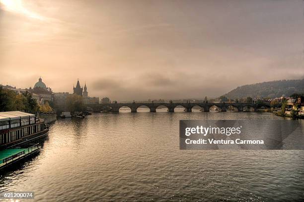 prague - karluv most bridge (charles bridge) - the moldau river stock pictures, royalty-free photos & images
