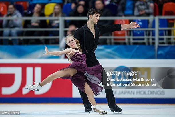 Kaitlyn Weaver and Andrew Poje of Canada compete during Ice Dance Free Dance on day two of the Rostelecom Cup ISU Grand Prix of Figure Skating at...