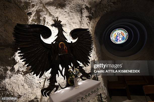 Copy of the Black Madonna of Polish town of Czestochowa is seen at the St Paul's Order chapel , a chapel in caves, at Geller hill in Budapest, is...