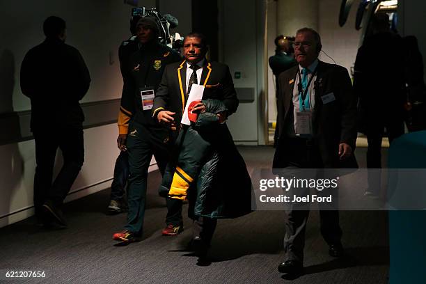 South Africa coach Allister Coetzee arrives at Wembley Stadium prior to the Killik Cup match between Barbarians and South Africa at Wembley Stadium...