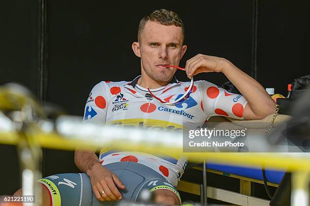 Rafal Majka, a Polish professional road bicycle racer for UCI ProTeam Tinkoff, ahead of the Point Race, at the fouth edition of the Tour de France...