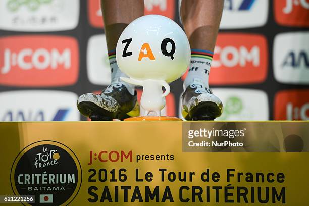 Peter Sagan, a Slovak professional road bicycle racer for UCI ProTeam Tinkoff, receives the Trophy, at the fouth edition of the Tour de France...