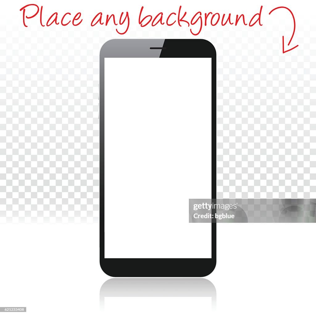Smartphone on white floor and blank background, Mobile Phone Template