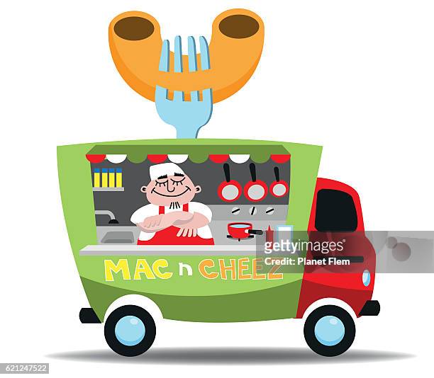food truck - macaroni stock illustrations