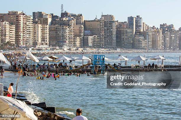 egypt: beach at alexandria - burkini bildbanksfoton och bilder