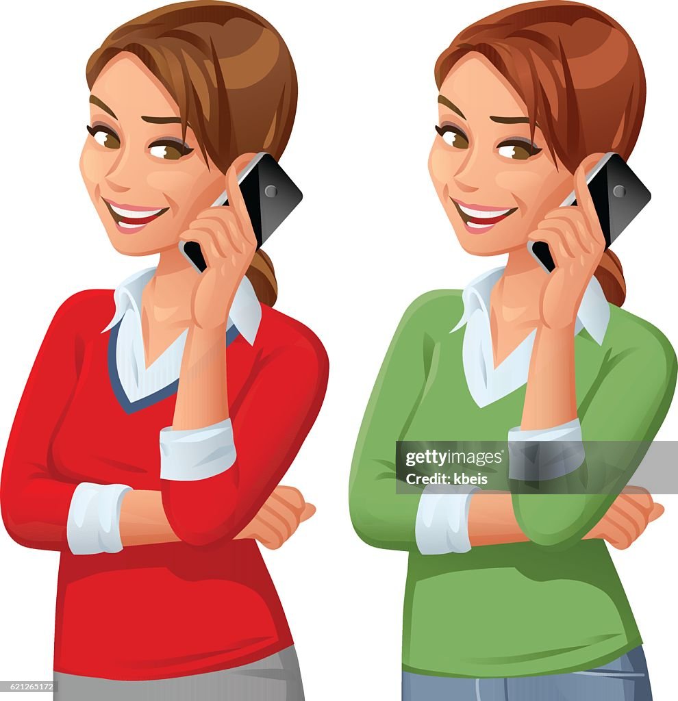 Young Woman Talking On Mobile Phone High-Res Vector Graphic - Getty Images