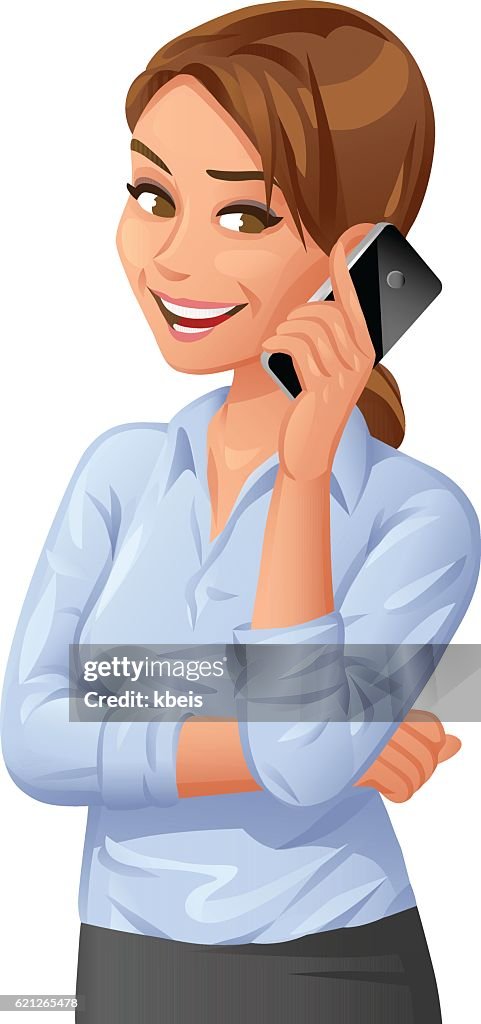 Young Businesswoman Talking On Mobile Phone High-Res Vector Graphic - Getty  Images