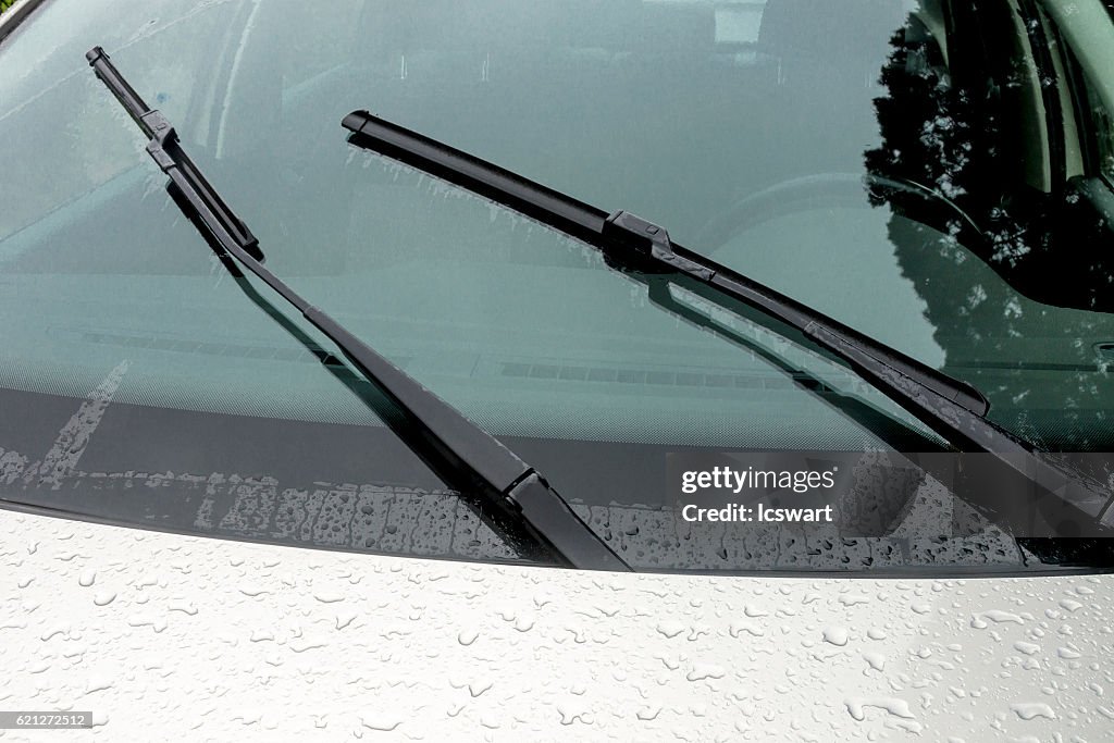 Wet Windshield Reflections Patterns Textures and Wiper Blades