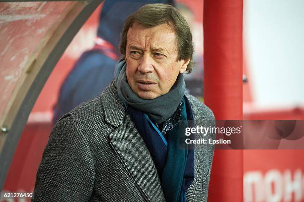 Head coach of FC Lokomotiv Moscow Yuri Semin attends during the Russian Premier League match between FC Lokomotiv Moscow and FC Anti Makhachkala on...