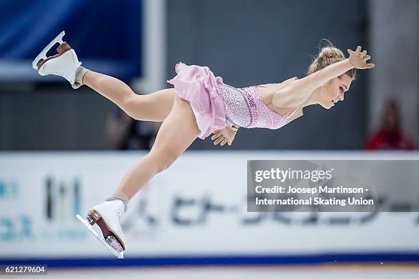 Elena Radionova of Russia competes during Ladies Free Skating on day two of the Rostelecom Cup ISU Grand Prix of Figure Skating at Megasport Ice...