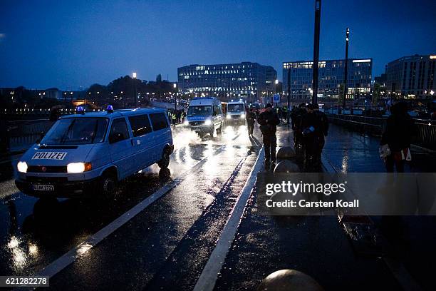 Right-wing activists marching near the Chancellory through the city center on November 5, 2016 in Berlin, Germany. According to the police 600...