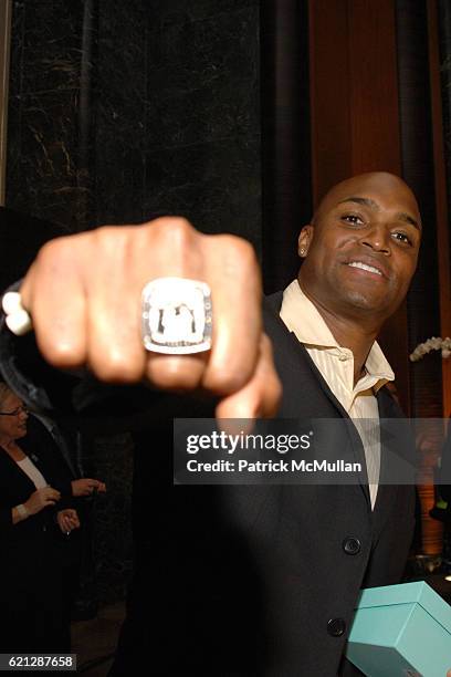 Amani Toomer attends TIFFANY & CO. Hosts The NEW YORK GIANTS Superbowl Championship Ring Ceremony at Tiffany & Co. On May 29, 2008 in New York City.