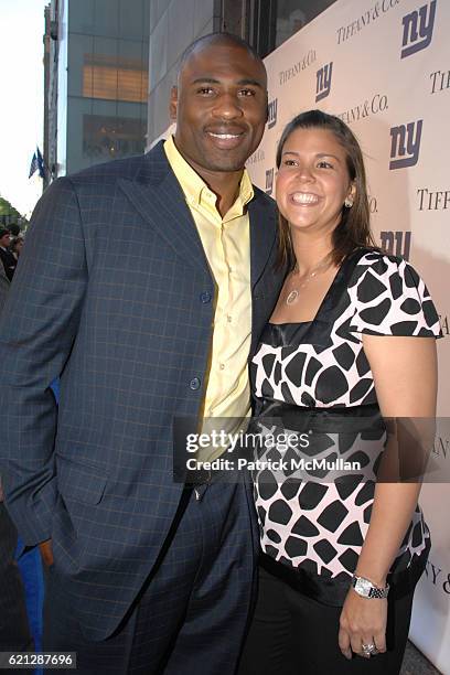 Brandon Jacobs and Kim Jacobs attend TIFFANY & CO. Hosts The NEW YORK GIANTS Superbowl Championship Ring Ceremony at Tiffany & Co. On May 29, 2008 in...