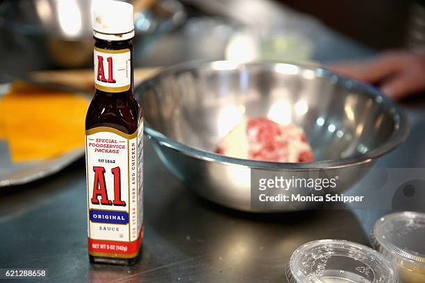 General view of A.1. Original sauce being used during the Food Network Magazine Cooking School 2016 at The International Culinary Center on November...