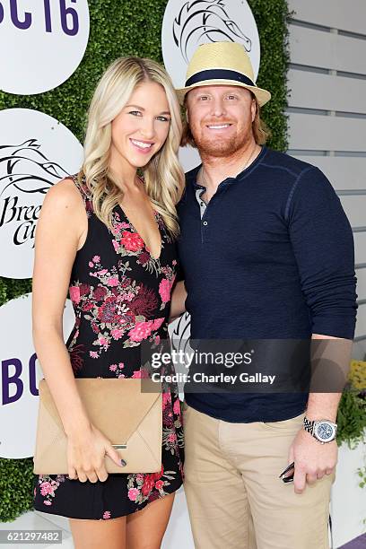 Kourtney Elizabeth and MLB player Justin Turner at the 2016 Breeders' Cup World Championships at Santa Anita Park on November 5, 2016 in Arcadia,...