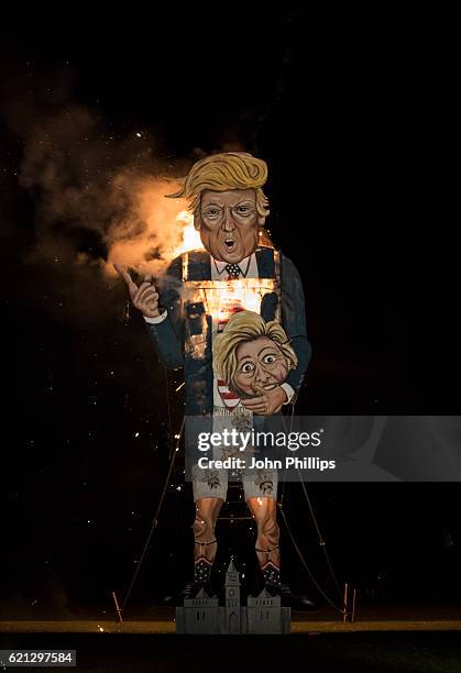 Donald Trump Effigy Is Burnt At Edenbridge Bonfire Night on November 5, 2016 in Edenbridge, England.