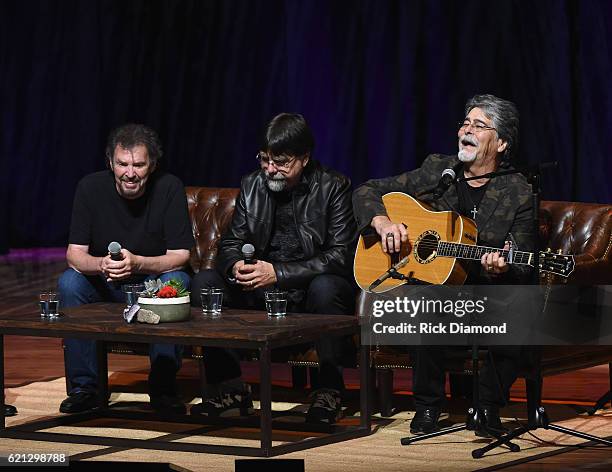 Alabama's Jeff Cook, Teddy Gentry and Randy Owen attend The Country Music Hall of Fame and Museum Presents an Interview with Alabama at The Country...