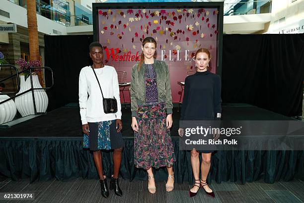 Event fashion models pose at the Westfield Topanga x Elle.com Fall Trend Report at Westfield Topanga on November 5, 2016 in Canoga Park, California.