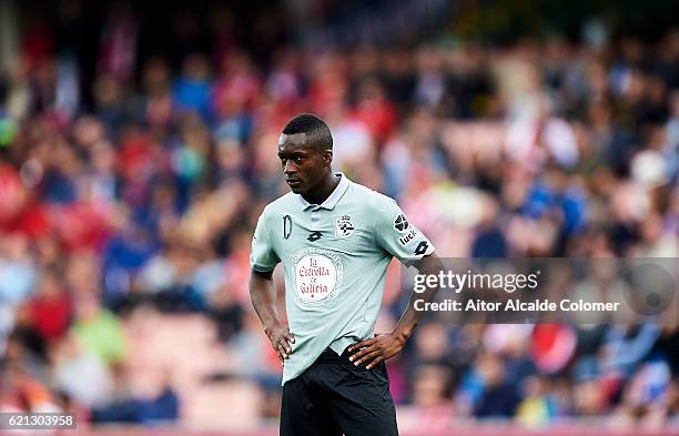 Marlos Moreno of Deportivo La Coruna looks on during the match between Granada CF vs Deportivo La Coruna as part of La Liga at Nuevo los Carmenes...