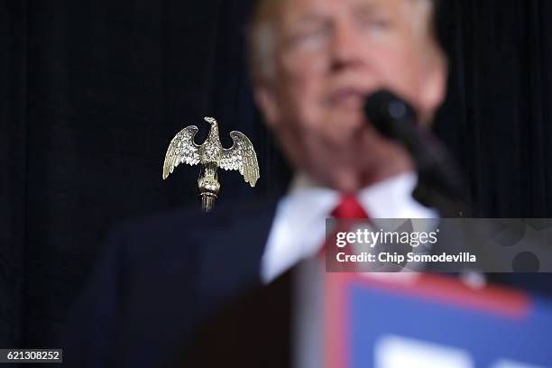 Republican presidential nominee Donald Trump holds a campaign rally in the Special Events Center on the Florida State Fairgrounds November 5, 2016 in...