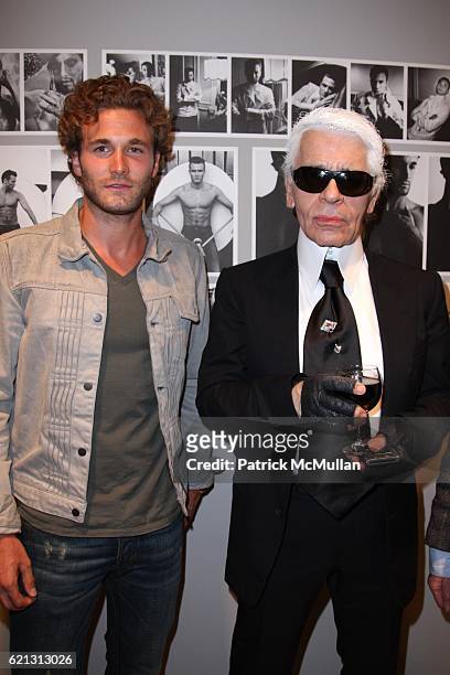 Brad Kroenig and Karl Lagerfeld attend KARL LAGERFELD Book Launch, METAMORPHOSES OF AN AMERICAN at Pace/MacGill Gallery/New York on May 16, 2008.