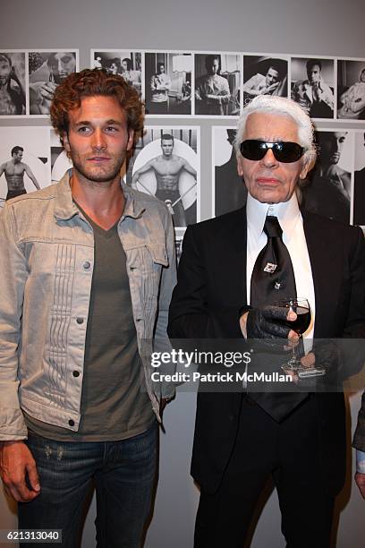 Brad Kroenig and Karl Lagerfeld attend KARL LAGERFELD Book Launch, METAMORPHOSES OF AN AMERICAN at Pace/MacGill Gallery/New York on May 16, 2008.