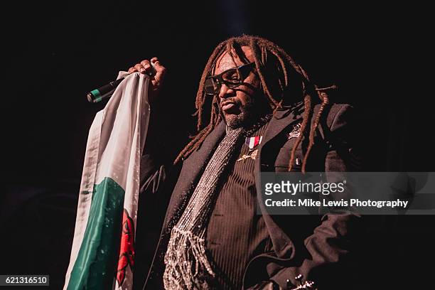Benji Webbe of Skindred performs on stage at The Neon November 5, 2016 in Newport, United Kingdom.
