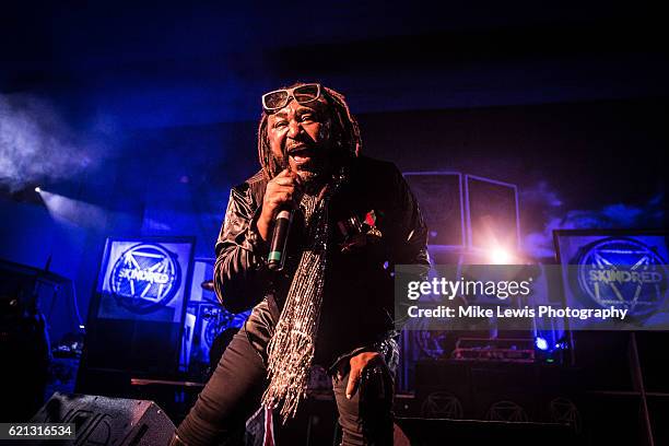 Benji Webbe of Skindred performs on stage at The Neon November 5, 2016 in Newport, United Kingdom.