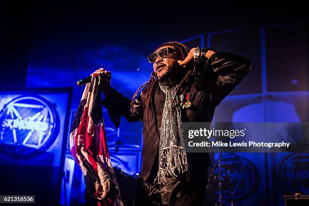 Benji Webbe of Skindred performs on stage at The Neon November 5, 2016 in Newport, United Kingdom.