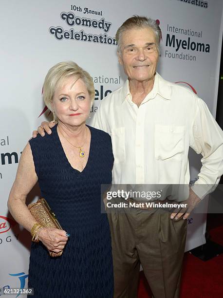 Honoree Loraine Alterman Boyle and Comedian/actor Fred Willard attend the International Myeloma Foundation 10th Annual Comedy Celebration at the...
