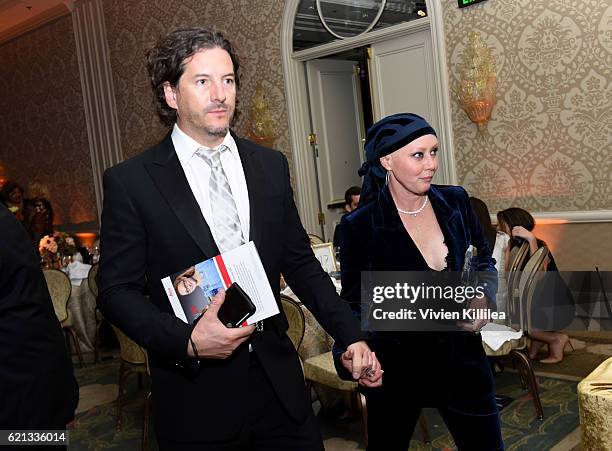 Producer Kurt Iswarienko and actress Shannen Doherty attend the American Cancer Society's Giants of Science Los Angeles Gala on November 5, 2016 in...