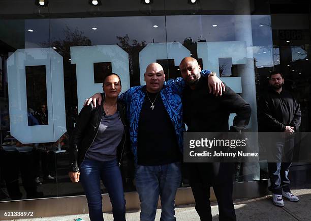 Desiree Perez, Fat Joe, and Juan 'OG' Perez attend The Grand Opening Of Fat Joe's Sneaker Boutique and Gallery at UPNYC on November 5, 2016 in New...