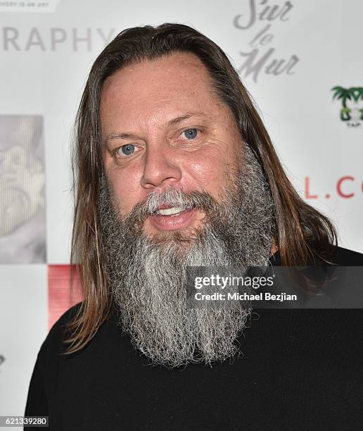 Artist Kelly "Risk" Graval arrives at Sur Le Mur presents The Premiere Opening of Per Bernal's Fine Art Photography Studio In Los Angeles on November...