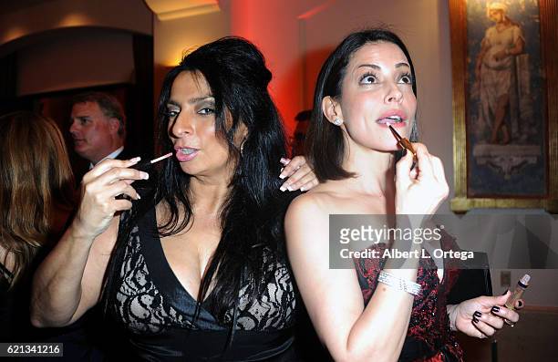 Actresses Alice Amter and Emmanuelle Vaugier arrive for MyFaceMyBody Awards held at Montage Beverly Hills on November 5, 2016 in Beverly Hills,...