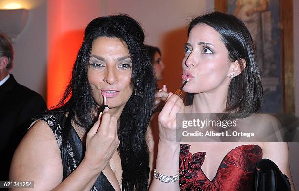 Actresses Alice Amter and Emmanuelle Vaugier arrive for MyFaceMyBody Awards held at Montage Beverly Hills on November 5, 2016 in Beverly Hills,...