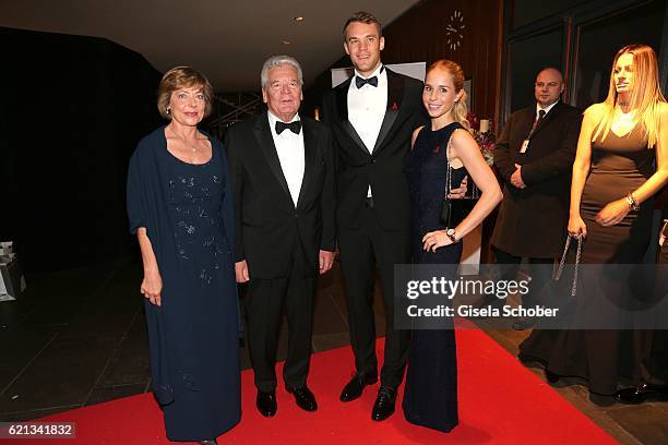 Manuela Schadt and Bundespraesident Joachim Gauck, Manuel Neuer, goal keeper FC Bayern Munich and his girlfriend Nina Weiss during the 23rd Opera...