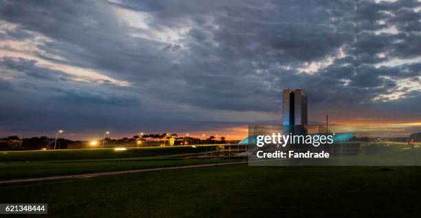 palace of congress at dawn, brazil - amanhecer stock-fotos und bilder