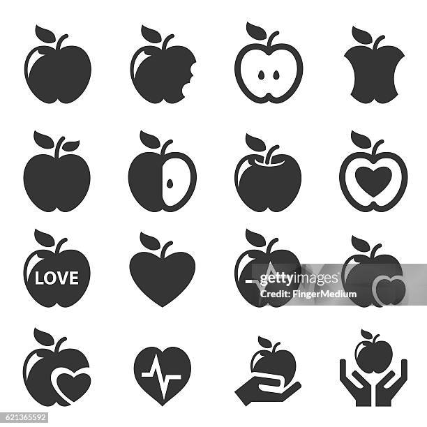 apple-symbol set - apfel stock-grafiken, -clipart, -cartoons und -symbole