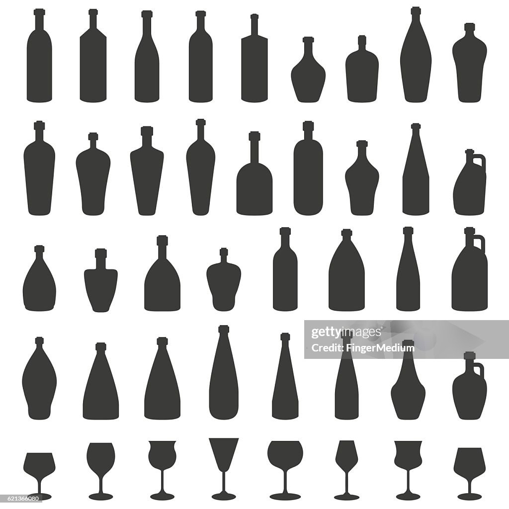 Bottle icon set