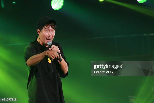 South Korean singer Ha Dong-hoon performs onstage during the Mega K Music Festival 2016 at Hong Kong Coliseum on November 5, 2016 in Hong Kong, China.