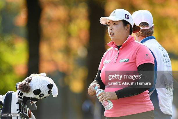 Shanshan Feng of China looks on during the final round of the TOTO Japan Classics 2016 at the Taiheiyo Club Minori Course on November 6, 2016 in...