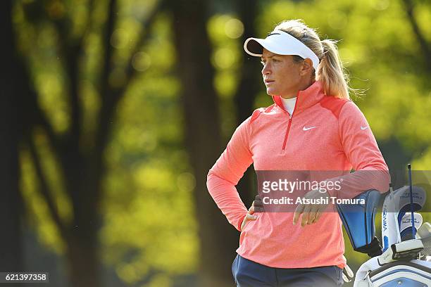 Suzann Pettersenn of Norway looks on during the final round of the TOTO Japan Classics 2016 at the Taiheiyo Club Minori Course on November 6, 2016 in...