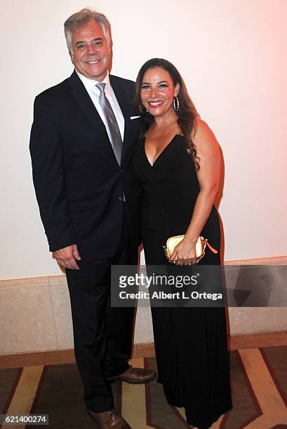 Actress Marabina Jaimes and Peter Bendara arrive for MyFaceMyBody Awards held at Montage Beverly Hills on November 5, 2016 in Beverly Hills,...