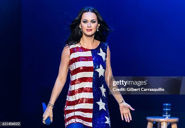 Singer-songwriter, Katy Perry performs during Katy Perry holds Get Out The Vote concert in support of Hillary Clinton at Mann Center For Performing...